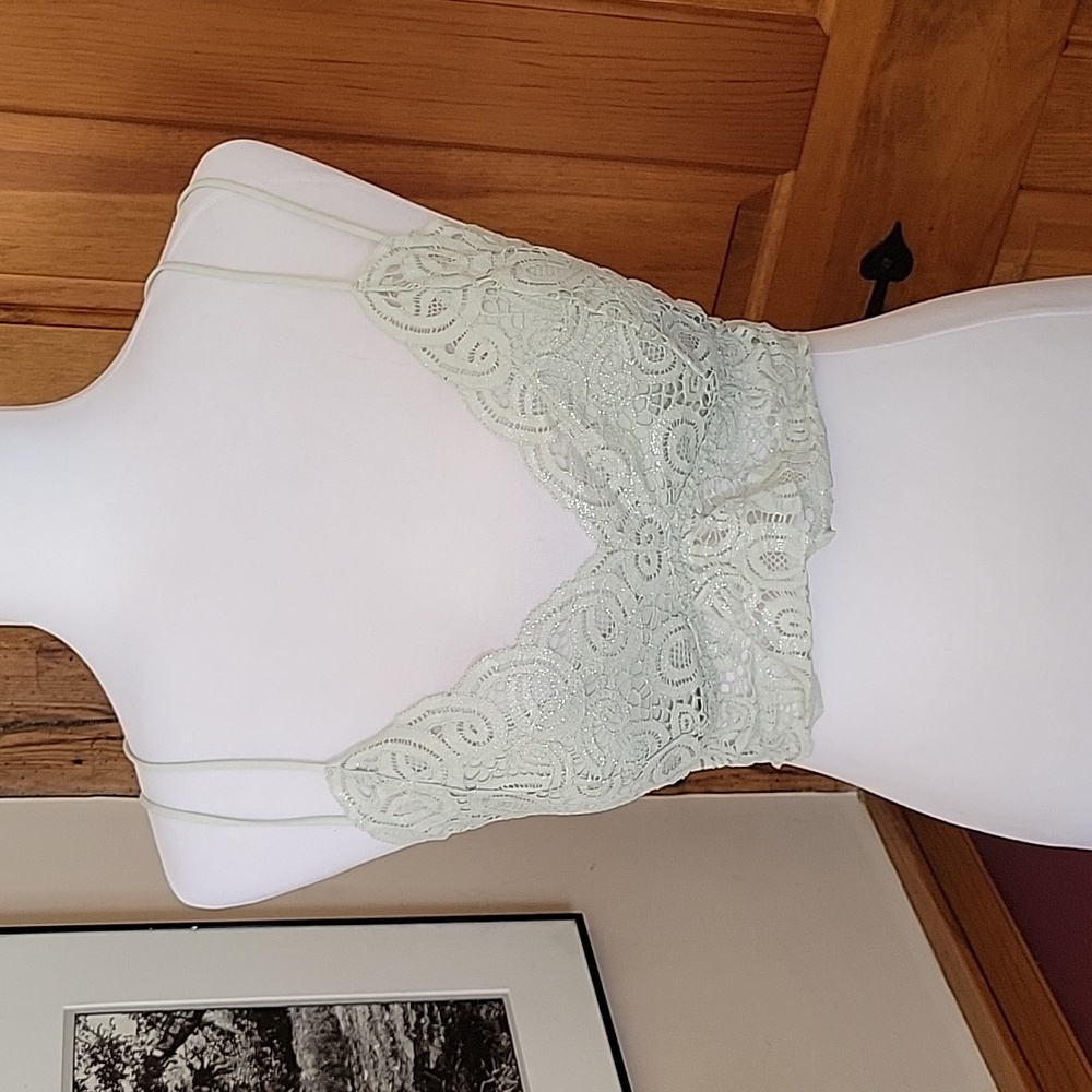 VS PINK Women's Light Green Shimmer Lace Bralette